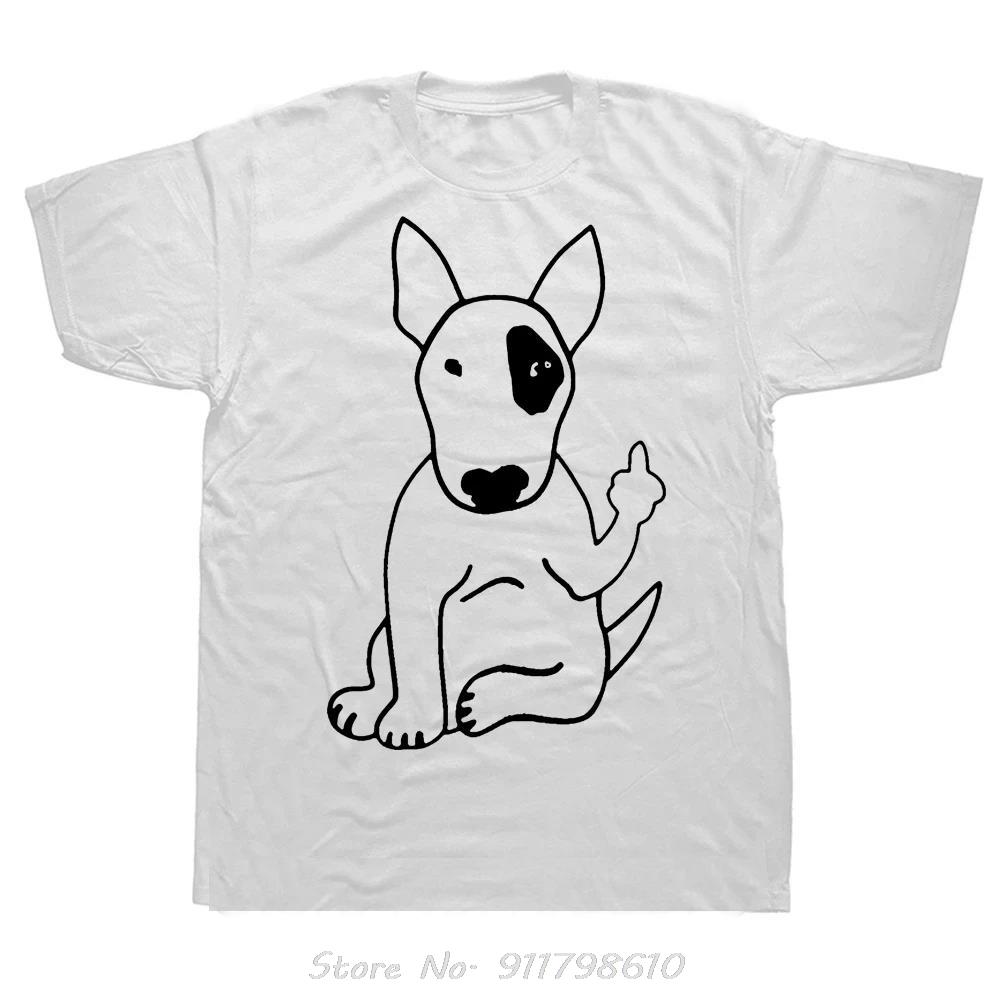 Novelty Oversized T-shirt English Bull Terrier Middle Finger Dog Lover Fitness T Shirt Men's Clothing Fashion Cotton Tshirt