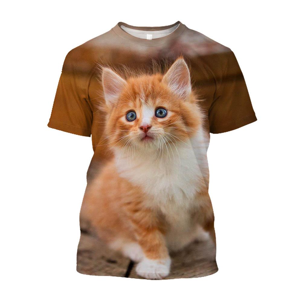 

Мужские футболки большого размера с 3D милым котом и принтом животных, уличная одежда Y2K, корейская модная футболка Kawaii, молодежная одежда, топы