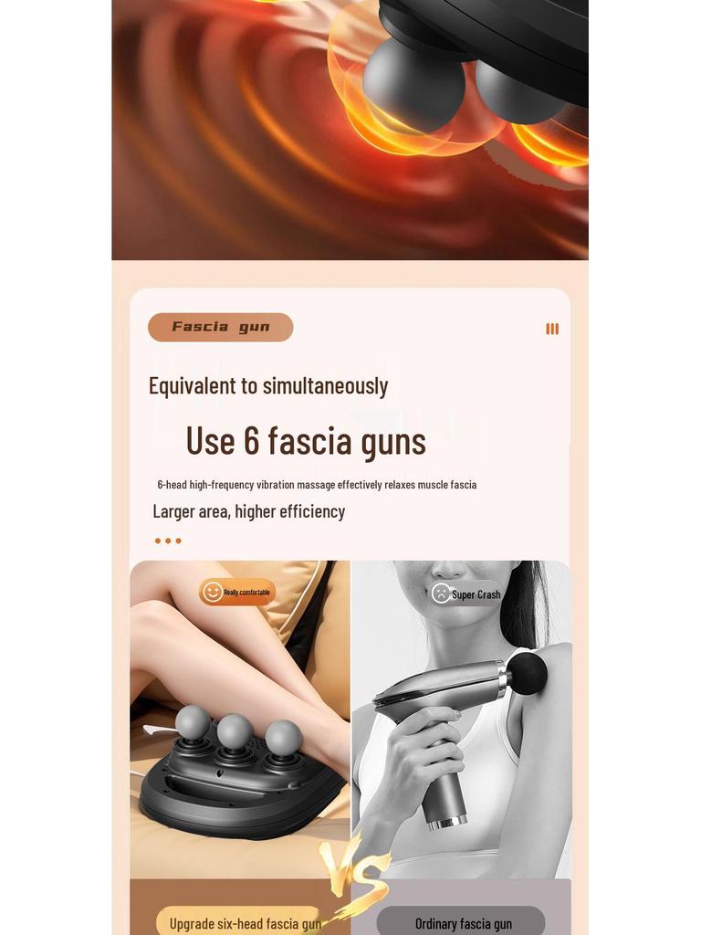 Six-Head Professional Fascia Gun: High-Frequency Waist & Muscle Massager for Deep Relaxation