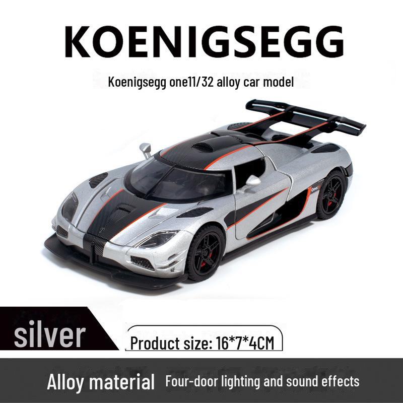 Xinao 1:32 Koenigsegg Sportwagenmodell – Schwingtür, Ton und Licht, Rückzieh-Legierungsspielzeug