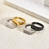 Vintage Titanium Steel Ring for Men Simple Rectangular Design Retro Distressed Finish Jewelry