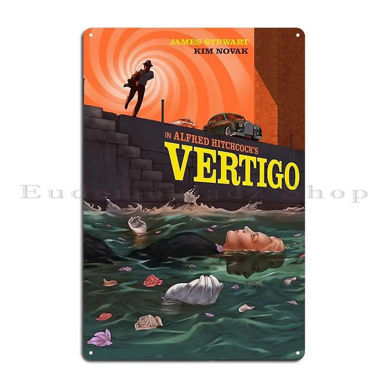Vertigo Poster Minimalista Alfred Hitchcock James Stewart Kim Novak BY CALLISC Metal Plaque Garage Designing Tin Sign Poster 20x30cm(7.8x11.8inch)