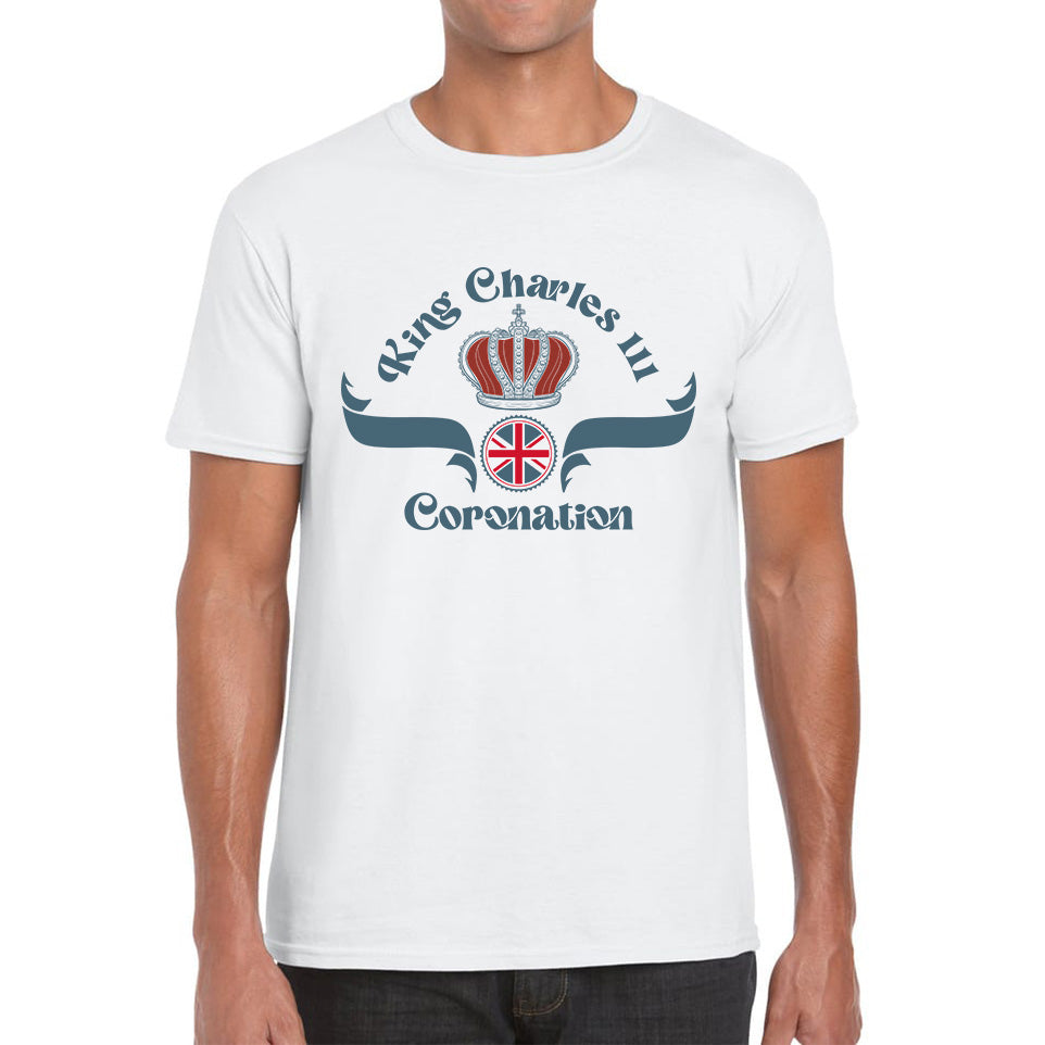 King Charles III Coronation Royal Crown CR III His Majesty Union Jack God Save The King Uk Flag Mens Tee Top 2XL