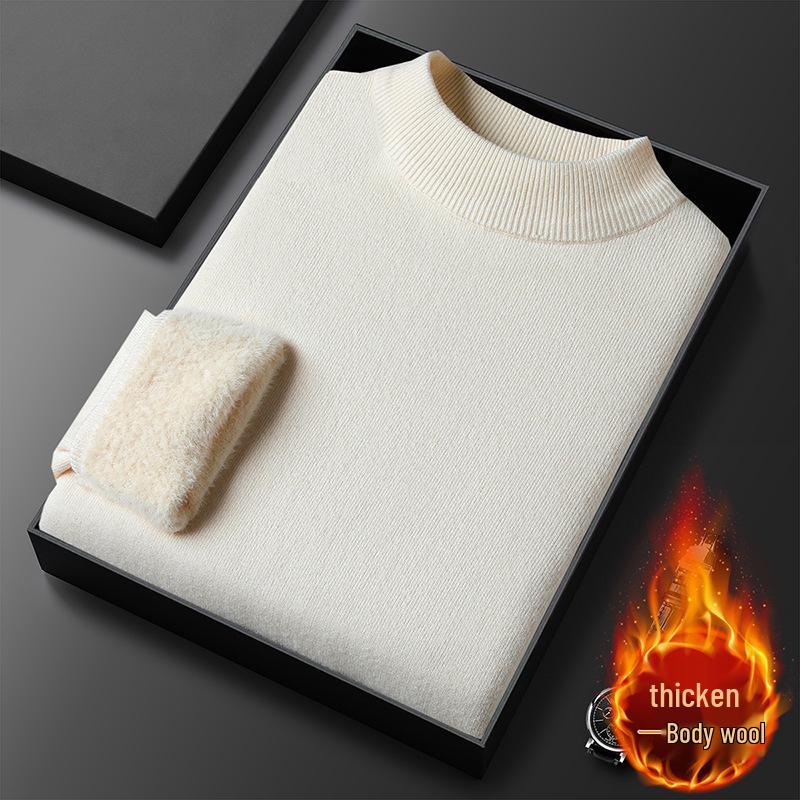 Men's 2025 Autumn/Winter Knitwear: Velvet-Lined, High Collar Sweater