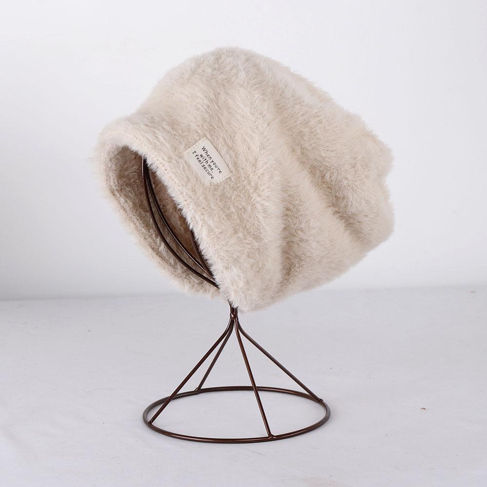 Pile Cap Skullies Beanie Japanese Hat Fake Fur Caps Candy Colored Wool Hat Knitted Hat Skiing Cap Big Hat Korean Hat Mohair Hat