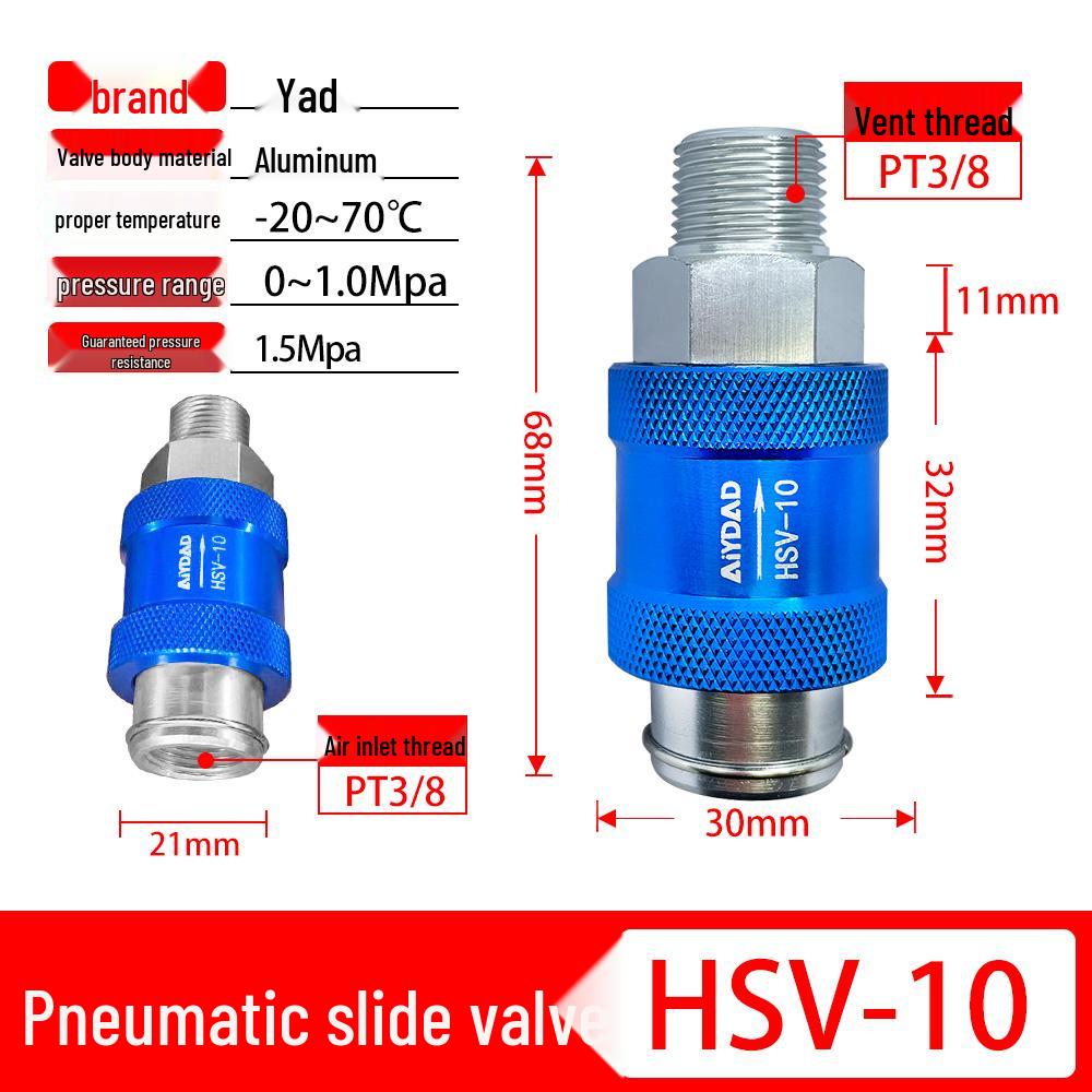 Pneumatic Slide Valve HSV08: Hand-Operated Push-Pull Exhaust Valve (Sizes: 06/08/10/15)
