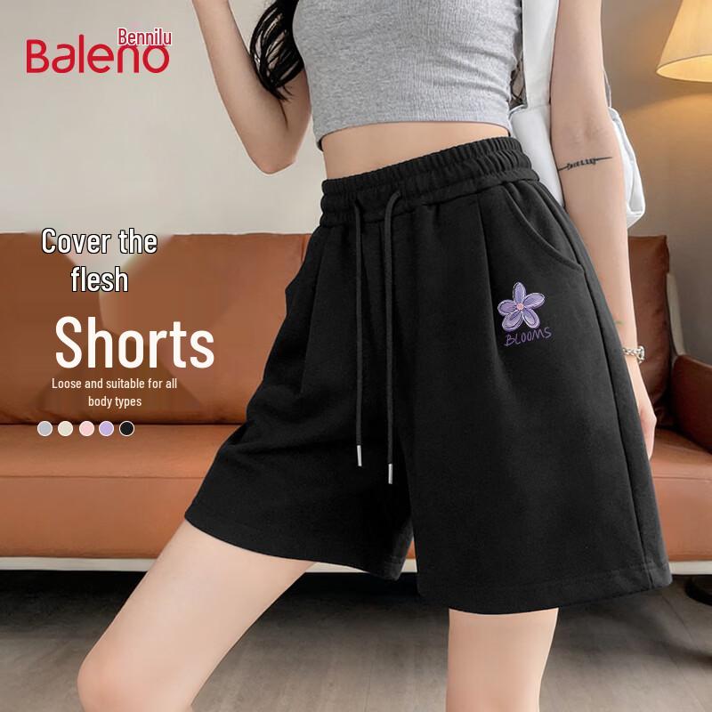Baleno Women s High-Waist Casual & Sports Shorts with Purple Oil Painting Print XL