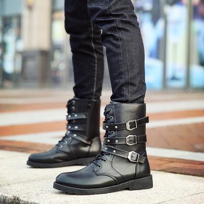 Herenlaarzen PU Leer Heren Klinknagels Schoenen Halflange Laarzen Mannen Lage Hakken Heren Laarzen Maat yhjn89
