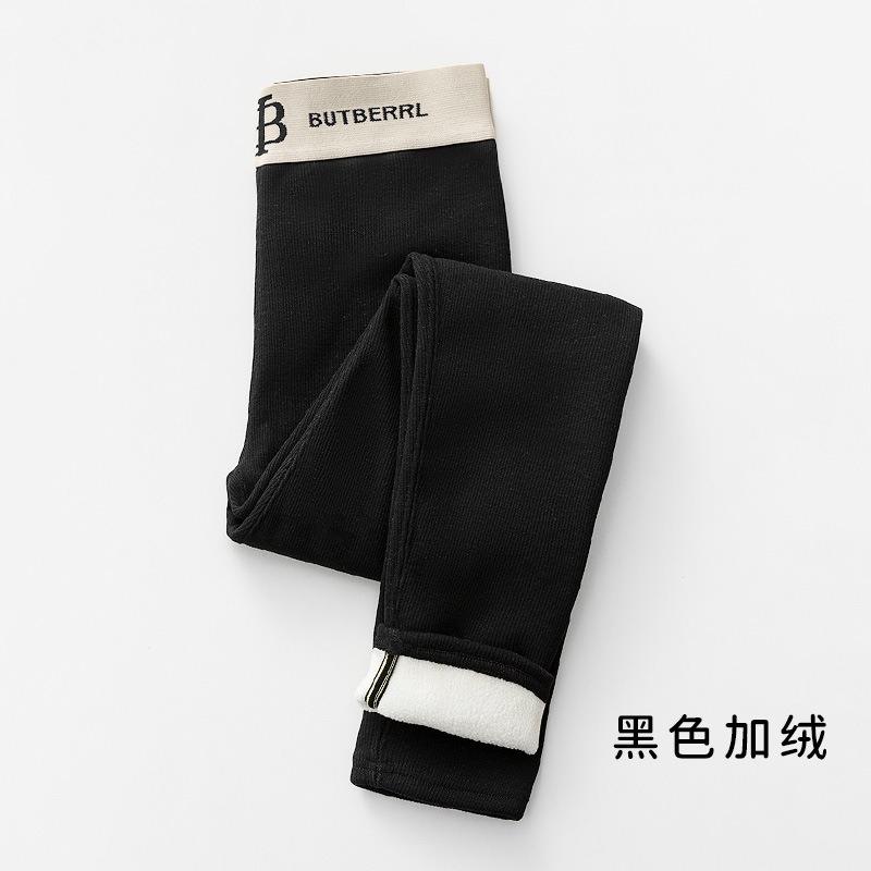 Threaded letter leggings women's autumn and winter high-waisted elastic bands wear tight-fitting cold-proof and warm cotton pants inside and outside