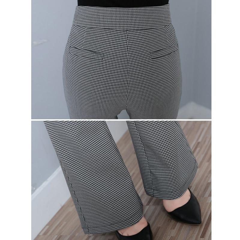 Micro Flare Pants Plaid High Waist Drape Pattern Full Print Trousers Spring New Thin Casual Houndstooth Women Pants Chic Vintage