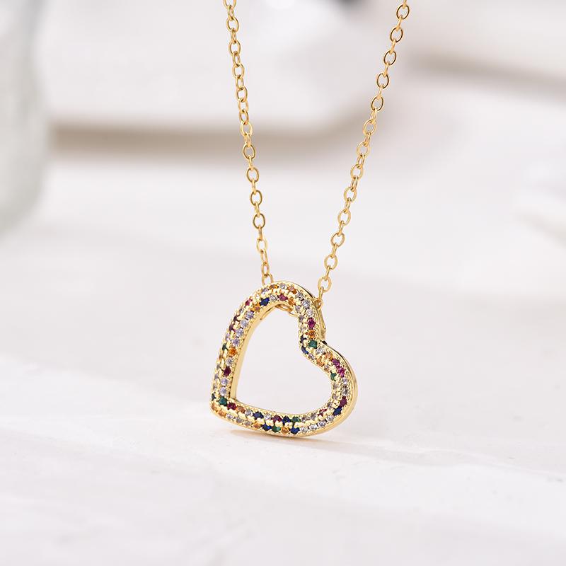 Fashion Heart Full Zinconia Pendant Charm Neklace For Women Stainless Steel Chain Choker Necklace Female Dainty Daily Jewelry