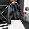 New Autumn College Casual Street Trend Lapel Striped Women's Sweater