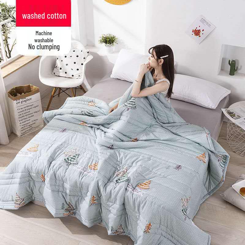 Washable Cotton Summer Quilt for Air Conditioning - Cool, Breathable, Thin Quilt for Kids and Adults