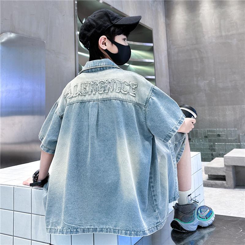 Children's Boys' Summer Denim Suit Summer Two-piece Set Thin Design Summer Short Design