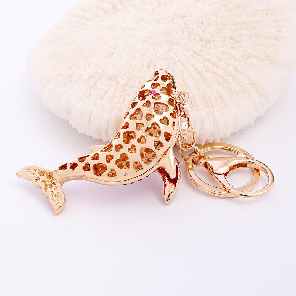 Rhinestone Dolphin Gold Plated Crystal Sea Animal Pendant Women Bag Charms Ocean Themed  Gift Key chains Bag Charm
