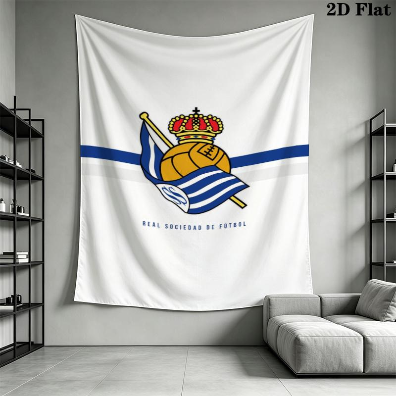 Real Sociedad Wall Tapestry Aesthetic Wall Hanging Printed Fabric Blanket Decorative Tapestries for Bedroom Living Room Home Decor