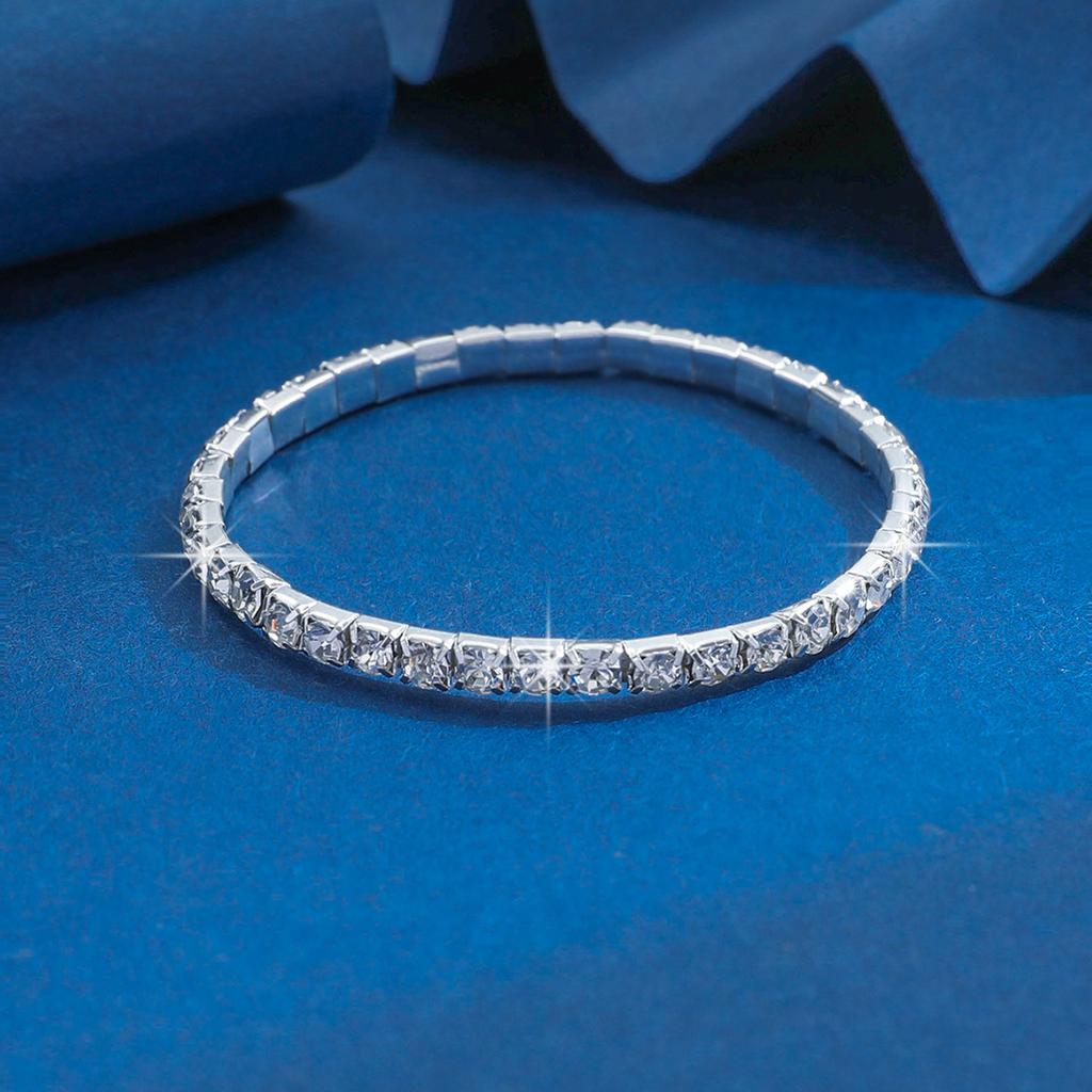 New Fashion Light Luxury Multi-Row Zircon Necklace Elastic Rhinestone Bracelet Full Diamond Bracelet Jewelry