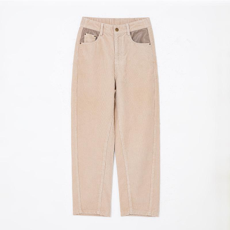 

Вельветовые брюки-бананы для женщин Осень Новые С высокой талией Прилегающие Маленькие Свободные и Универсальные Повседневные брюки-гаремы XXL бежевый