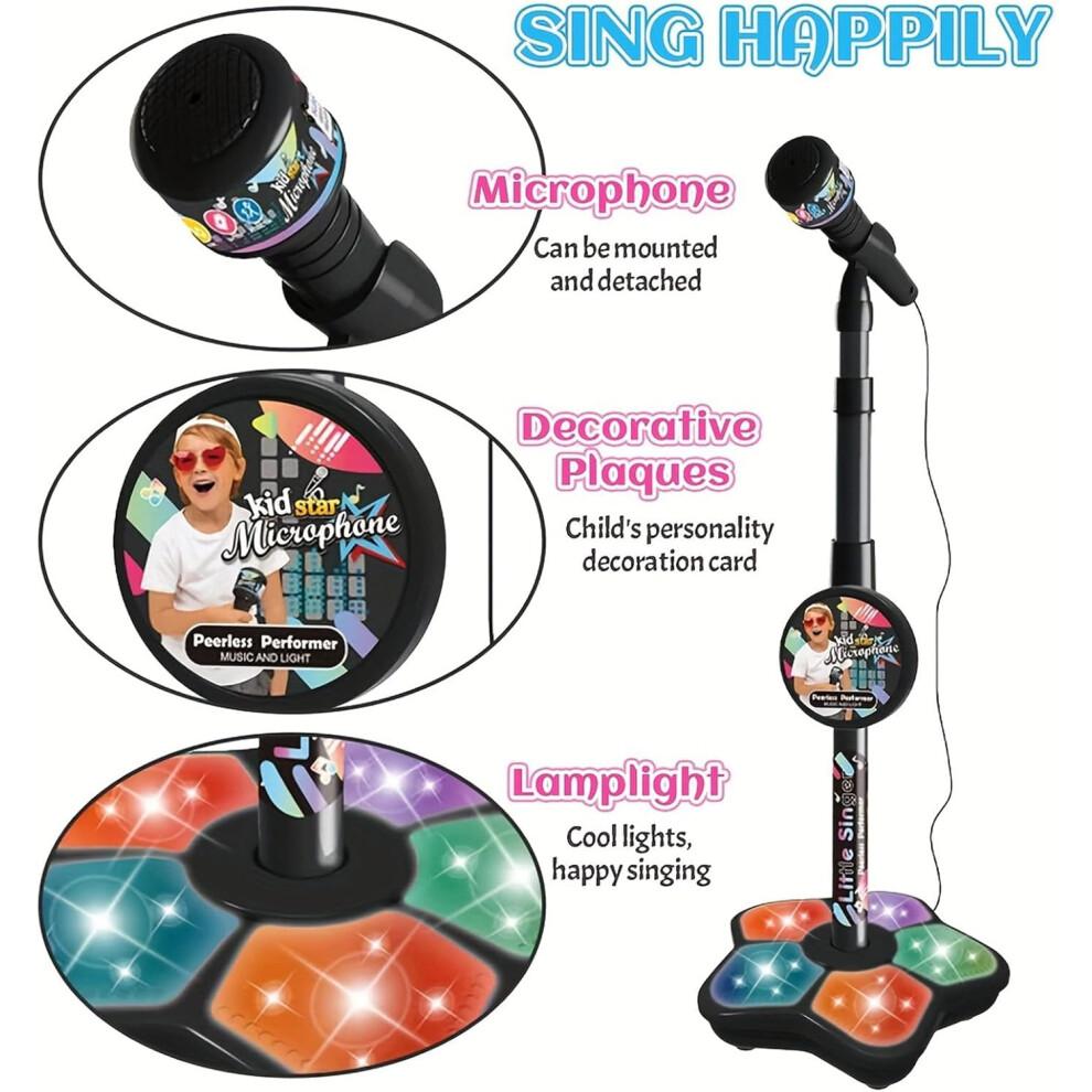 Kids' Microphone & Stand Set with Adjustable Height, Lights, Echo & Speaker