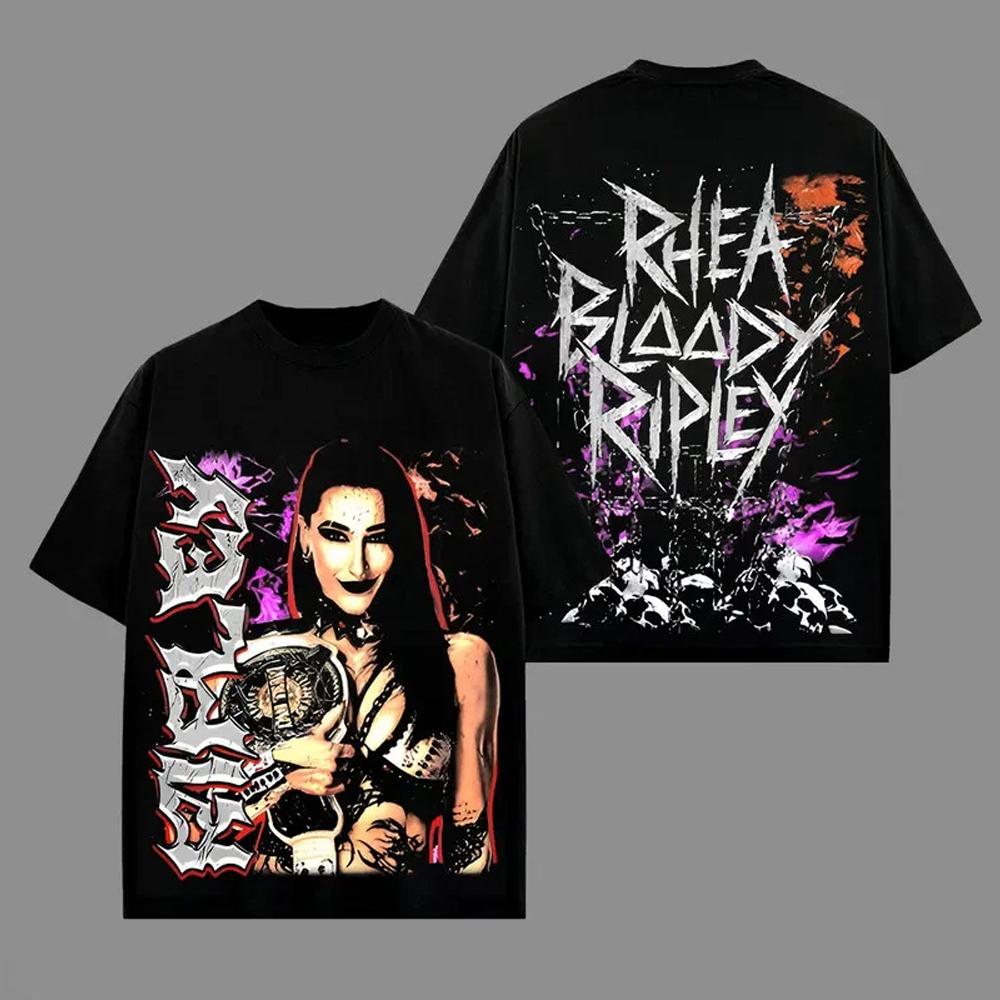 Herren Black Rhea Ripley Gesicht Foto T-Shirt 3D Druck Sport Schnelltrocknend Kurzarm T-Shirt Täglich Lässig Übergröße Wrestling T-Shirts
