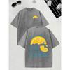 Men's Heavyweight Vintage Lemonade Print T-Shirt - Oversized Retro Lemon & Jesus Lemonade Back/ Front Design, Distressed Washed Short Sleeve Tee,