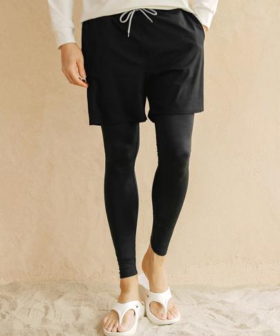 Tyubeuteuli Men'S 2-In-1 Multi Pants Water Leggings A601 Black