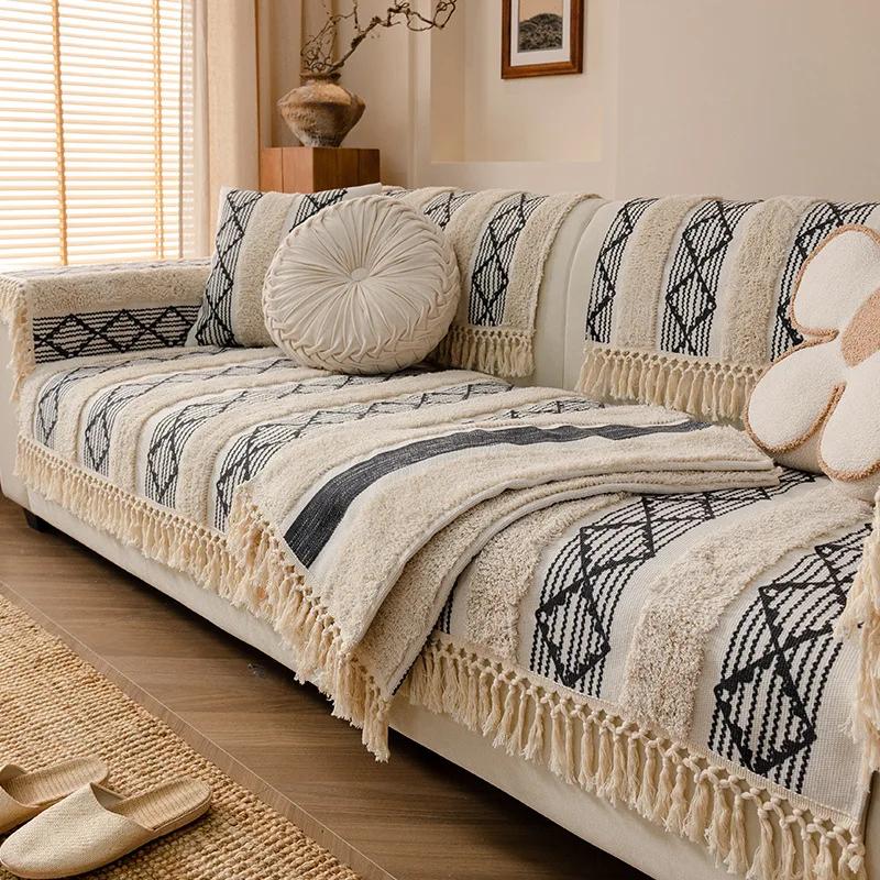 1PC Old Coarse Cotton and Linen Sofa Cushion Four Seasons Universal Thickened Linen Seat Pad Anti-Cat Scratch Inn Sofa Cover