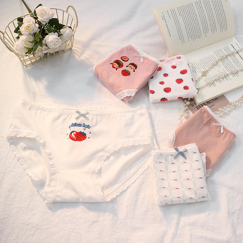 Plus Size Women's New Cute Plain Cotton Soft Breathable Skin Friendly Panties