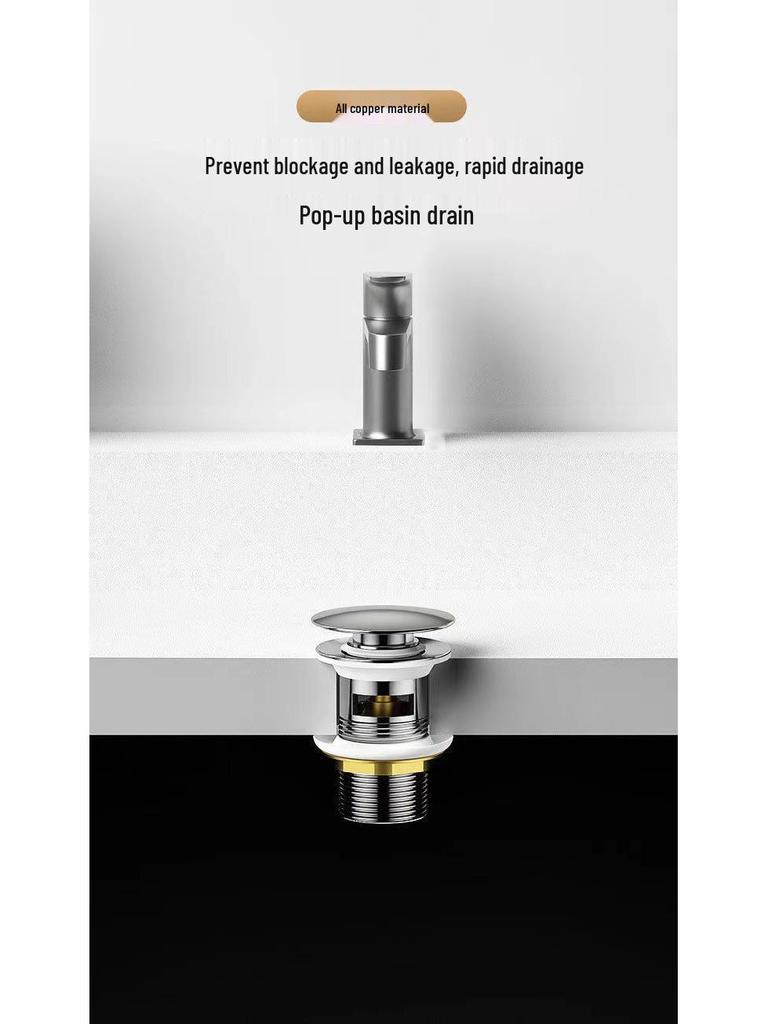 Copper Pop-Up Bathroom Washbasin Drainer with Anti-Odor Feature