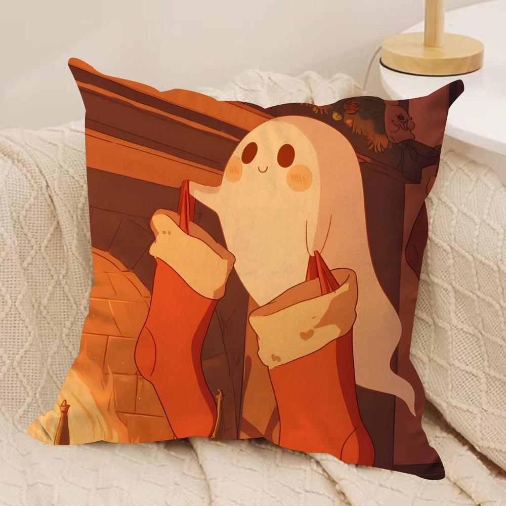 Halloween Spooky Ghost Cushion Cover Soft Plush Throw Pillow Cover  DoubleSided Printed Cushion Case  Cozy Sofa  Home Decor