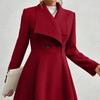 European and American-style Stylish Long Coat for Women, Fitted Design, with A Collar, Suitable for Autumn and Winter.