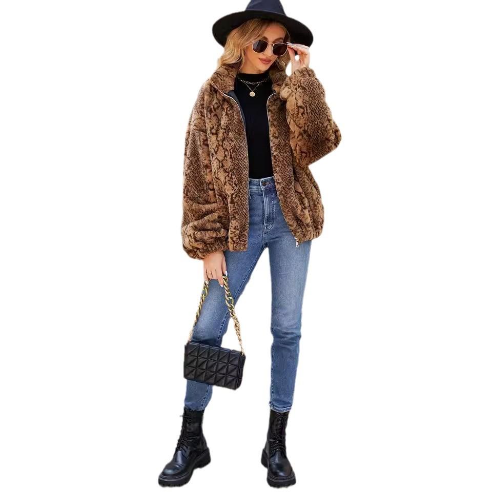 0 Wool Women's Imitation Fur Jacket Top Women's Clothing Autumn and Winter Loose Jacket
