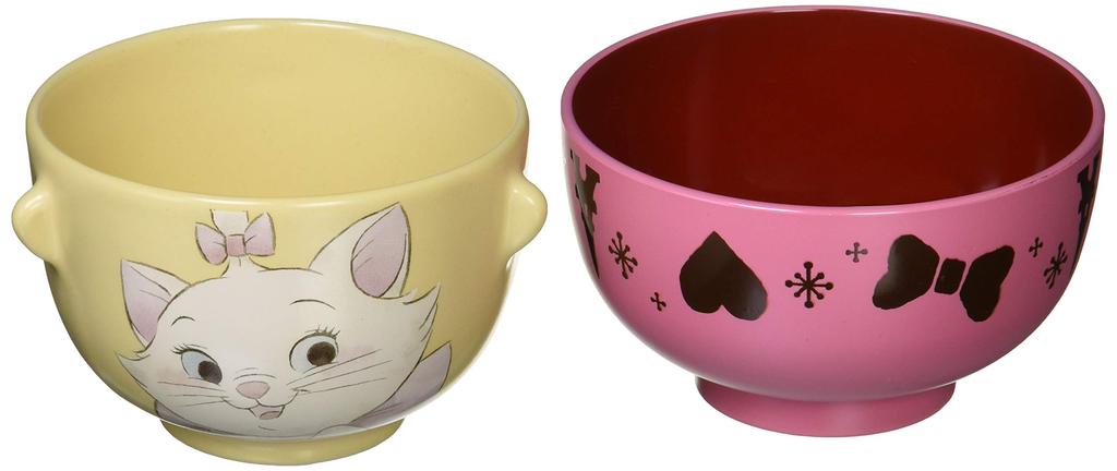 sun art Disney Marie Soup Bowl and Rice Bowl Set Mini 200ml Crayon Touch Made In Japan "The Aristocats" SAN3289-3