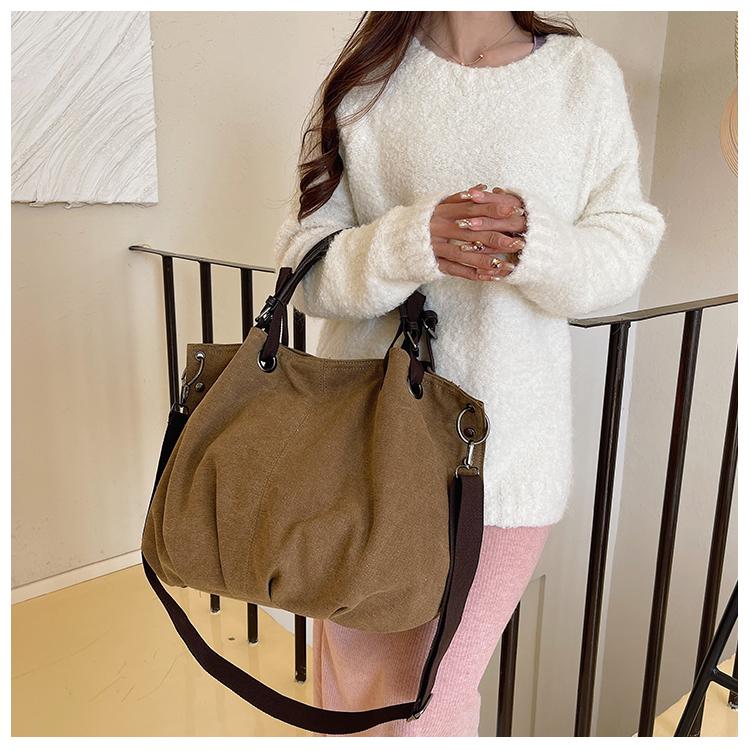 Messenger Bag Canvas Bag Tote Men's and Women's Handbags Commuter Portable Shoulder Large Capacity Multifunctional Casual Retro Bag