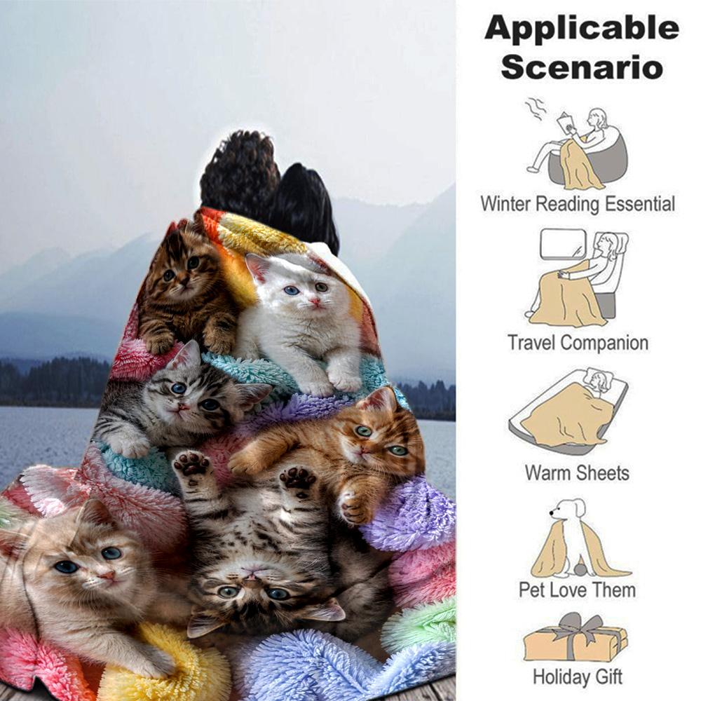 Cute Cats Print Flannel Blanket High Quality Warm Comfortable Cover for All Seasons Perfect for Gifts Home Decor