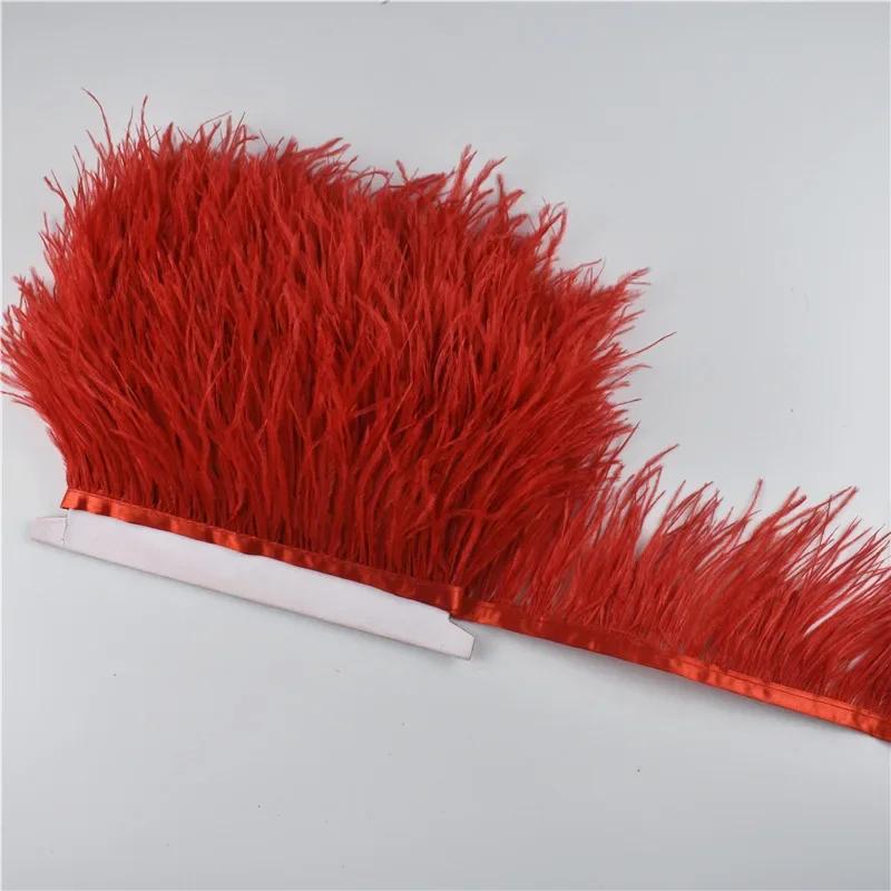 1M 5M 10Meter 8-10Cm Black Ostrich Feather  Trims Natural White Ostrich Feather For Craft Ribbon Fringe For Skirt Party Clothing