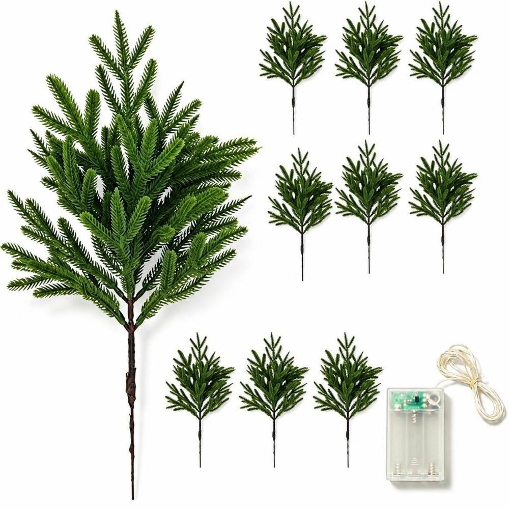 5/10Pcs with Lights Faux Christmas Norfolk Pine Stem  for Home/Office/Wedding