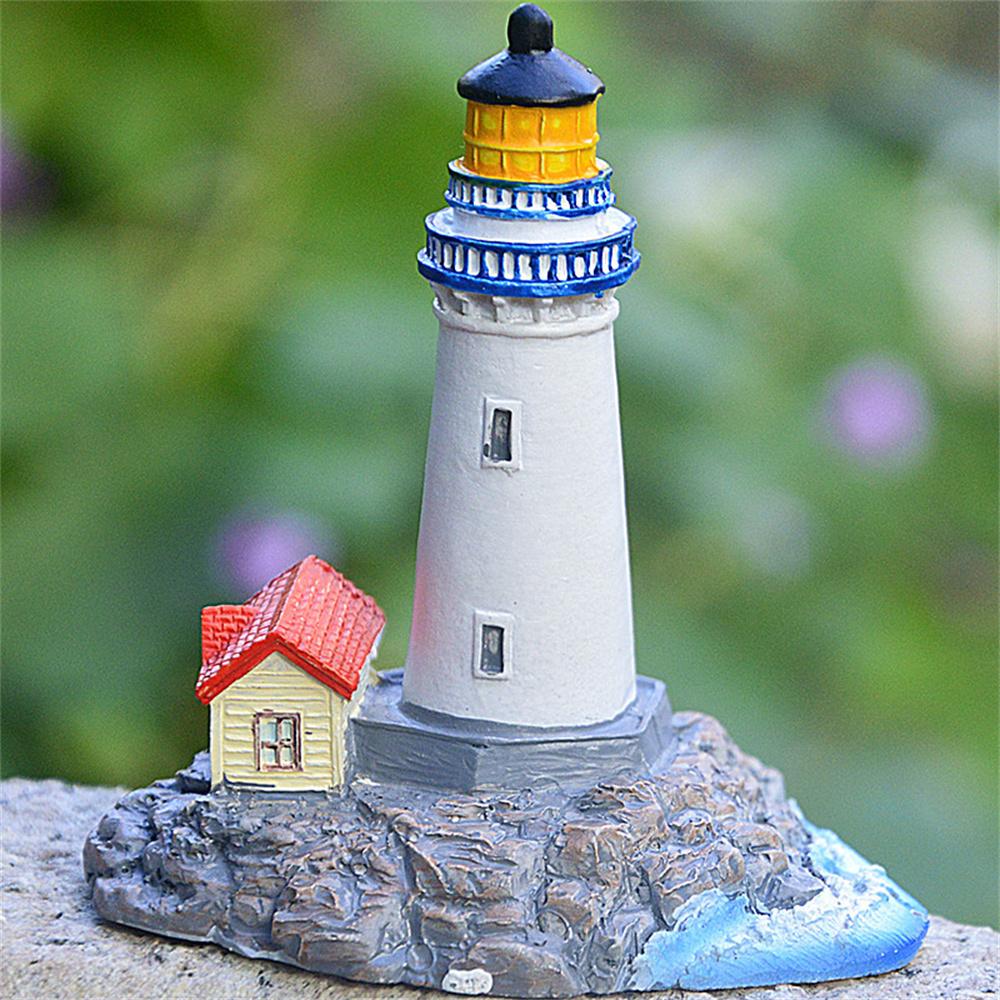 Mediterranean Style Small Lighthouse Ornament Micro Landscape Resin Craft