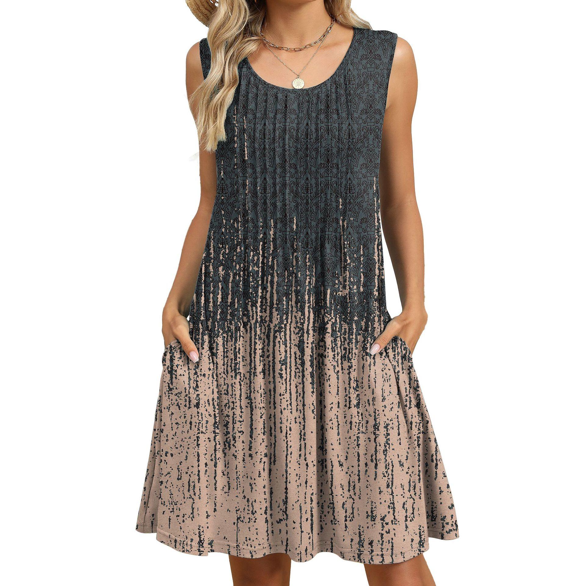 

Женское летнее новое платье-топ с принтом и свободными карманами XXL коричневый