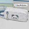 Durable White Pen Bag Large Capacity Star Panda Pattern Pencil Case Handheld Portable Stationery Storing Bag Students