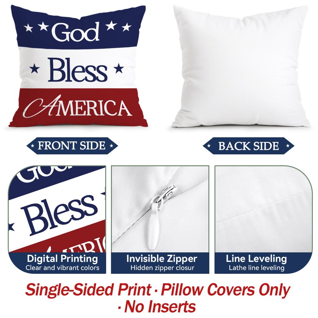 1/4pcs Free American Independence Day Cushions Pillowcase Polyester Cushion Cover Throw Pillow Pillowcover Home Car Sofa Decor
