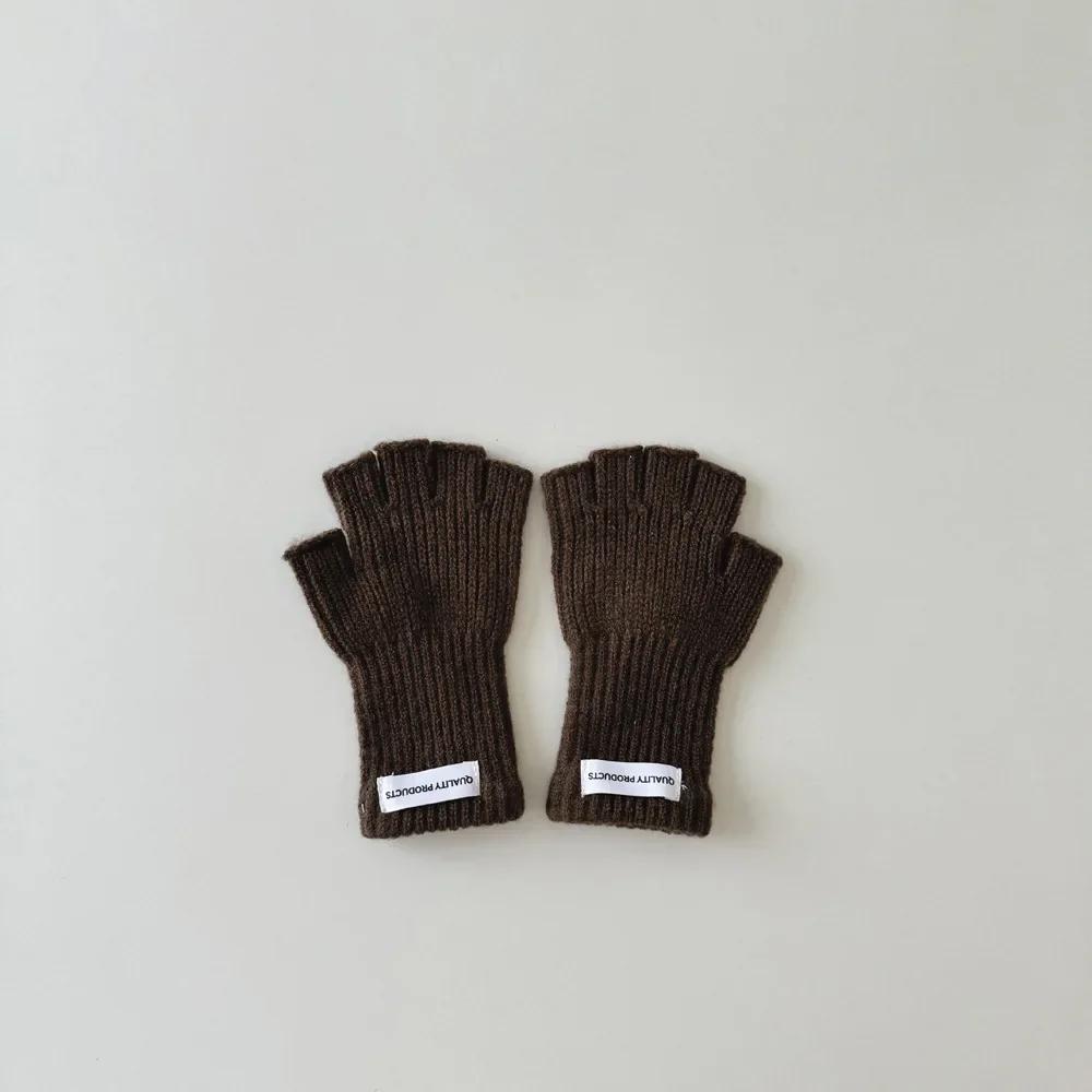 1 Pair Warm Wool Furry Kids Glove Candy Color Fashion Fingerless Glove for Children Boy Girl Autumn Winter Plush Knitted Glove