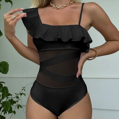 Sexy One Piece Swimsuit Women Summer Swimwear Bathing Suits Black Mesh Swimsuits Beach Pool Bikini