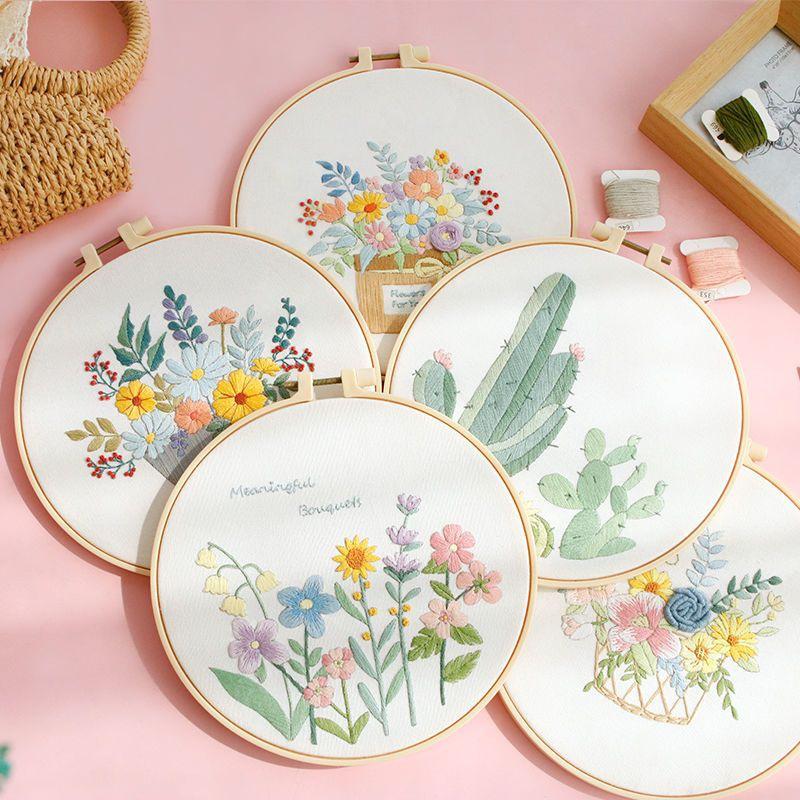 Beginner's Hand Embroidery Kit: Create Su Embroidery, Punch Needle, Ribbon Embroidery, and Cross-Stitch Items.