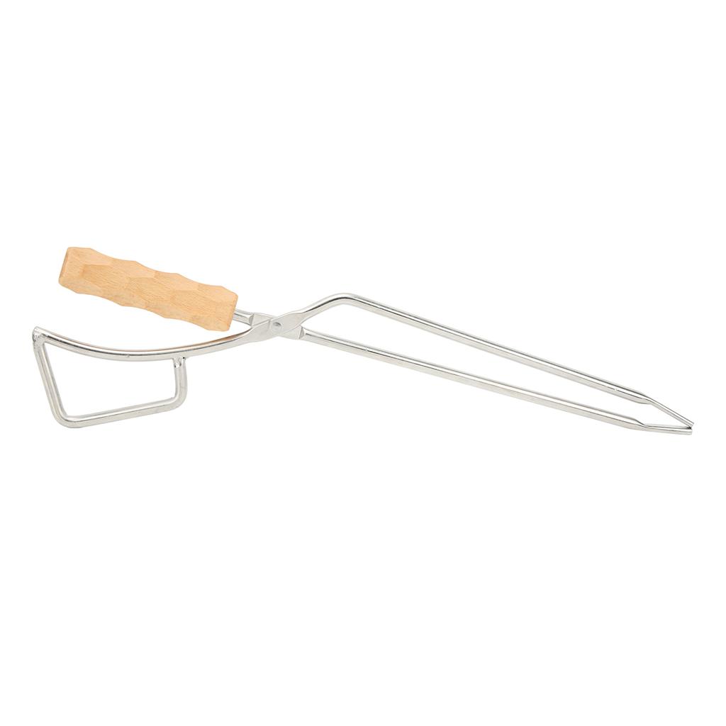 Fire Pit Tongs Heavy Duty Stainless Steel Lengthen Widen Thicken Beech Wood Handle Fire Tongs for
