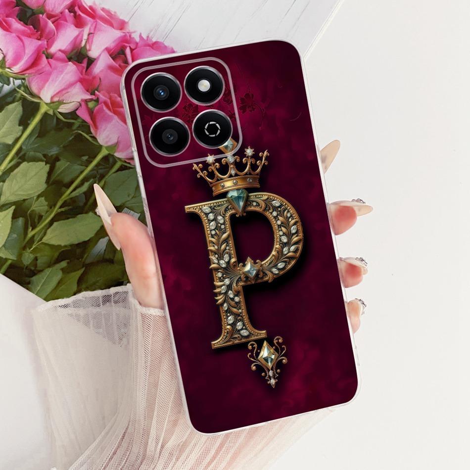 For Honor X7C Royal Crown Initial Letter Couple Phone Case For Honor X7c ALT-LX2 Soft Silicone TPU Cases Bumpers