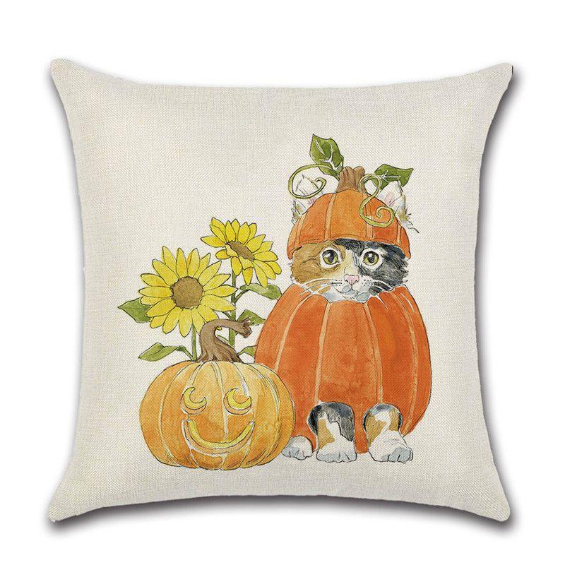 

Тематическая Осенняя Хэллоуин Тыква Животное Поясная Накидка На Подушку Диван Декор Дом Sunflower