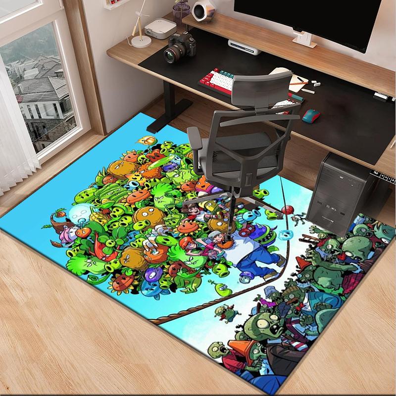 Vibrant Battle Zombies Office Rug Chair Mat, Game Carpet, Suitable for Front Door, Bedroom, Living Room, Desk, Holiday Gift