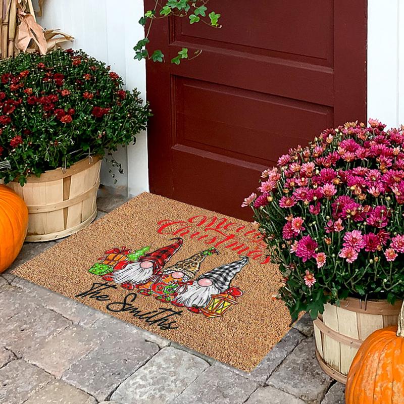 Christmas Welcome Gnome Doormat Front Porch Rugs Welcome Mat Christmas Gnome Door Mat Indoor Outdoor Doormats Entrance Carpet