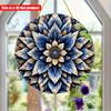 2D Flat 20*20cm 1pc Retro Blue Floral Mandala Round Wall Art Plaque, Nostalgic&Novelty Style Detailed Symmetry Flowers Pattern Environmental Embellish
